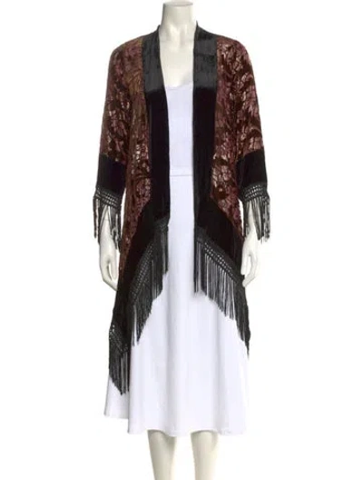 Pre-owned Charlotta Gandolfo Printed Open Front Sweater W/ Tags In Black