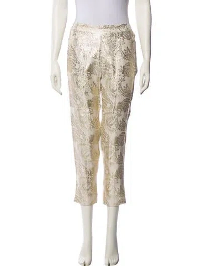 Pre-owned Charlotta Gandolfo Printed Straight Leg Pants In Gold