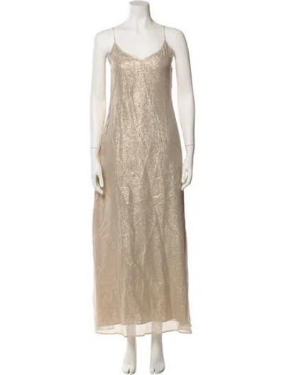 Pre-owned Charlotta Gandolfo Silk Long Dress W/ Tags In Neutral
