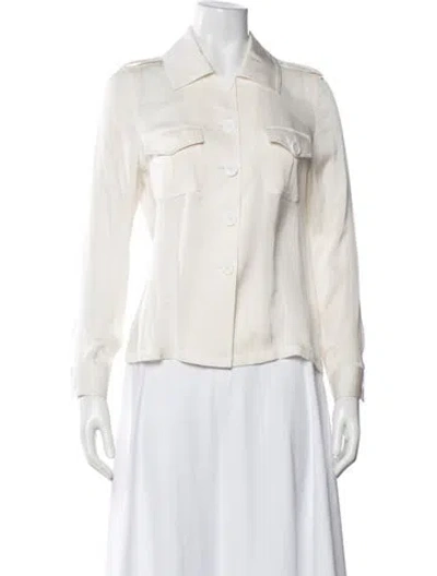 Pre-owned Charlotta Gandolfo Silk Long Sleeve Button-up Top In Neutral