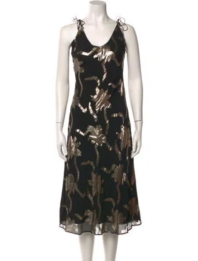 Pre-owned Charlotta Gandolfo Silk Midi Length Dress In Black