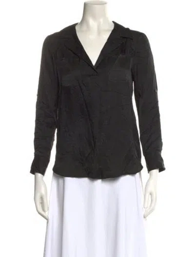 Pre-owned Charlotta Gandolfo Silk V-neck Blouse W/ Tags In Black