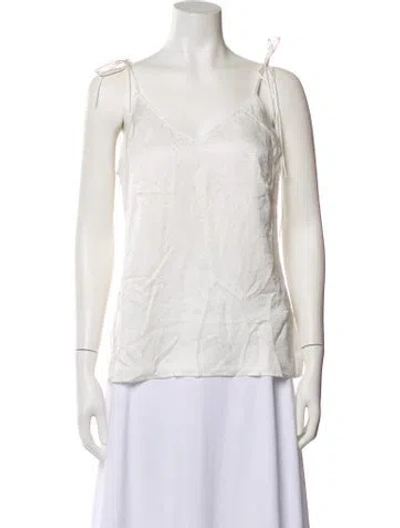 Pre-owned Charlotta Gandolfo Silk V-neck Top W/ Tags In White