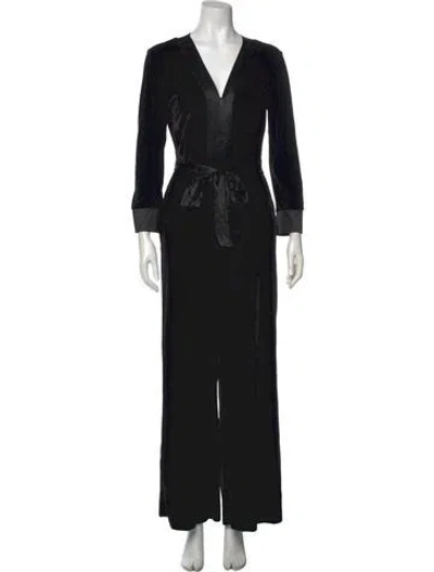 Pre-owned Charlotta Gandolfo V-neck Jumpsuit W/ Tags In Black