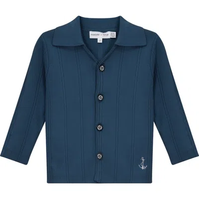 Charlotte & George Kids'  Anchor Embroidered Knit Jacket In Blue