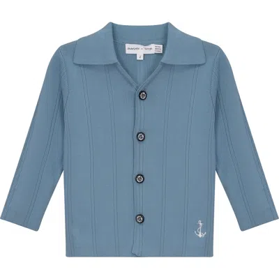 Charlotte & George Kids'  Anchor Embroidered Knit Jacket In Blue