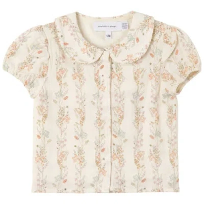 Charlotte & George Kids'  Collar Neckline With Puff Sleeve Blouse In Pink