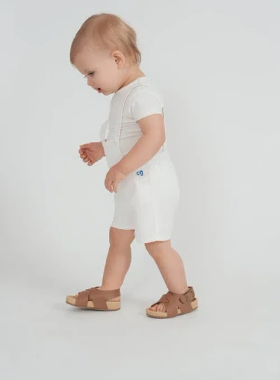 Charlotte & George Babies'  Contrast Trim Cotton Sleeveless Overall In White
