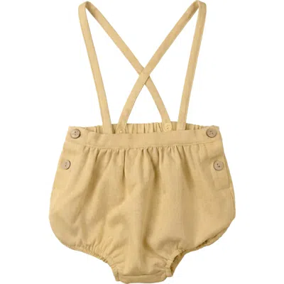 Charlotte & George Babies'  Cotton Overall In Solid Woven In Yellow