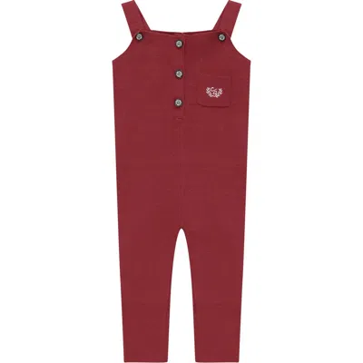 Charlotte & George Babies'  Crest Embroidery Knit Overall In Burgundy