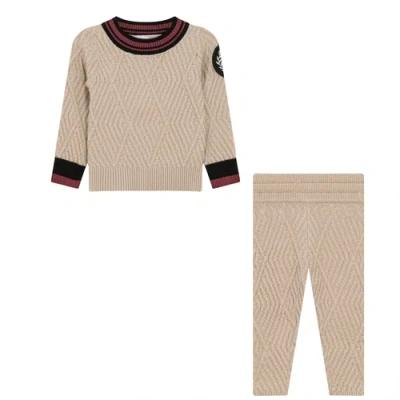 Charlotte & George Babies'  Diamond Knit 2 Piece Top And Leggings Set In Neutral