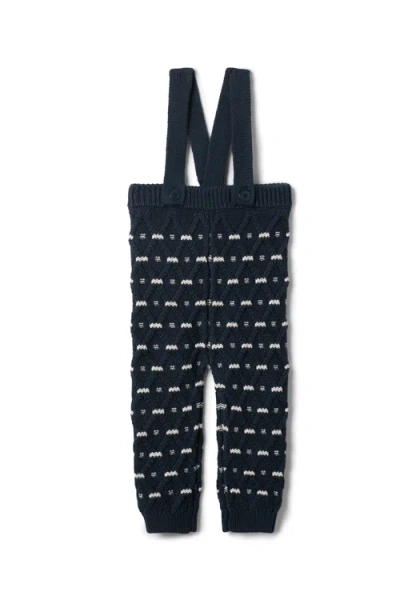Charlotte & George Babies'  Diamond Textured Stripe Knit Overall In Blue