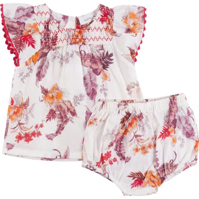 Charlotte & George Babies'  Floral Print Smocked Top And Bloomers Set In Multi