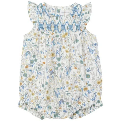 Charlotte & George Babies'  Floral Woven Bubble Romper In Blue