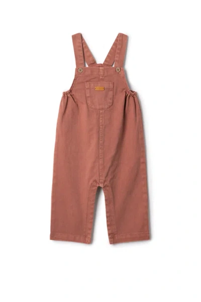 Charlotte & George Babies'  Girl Woven Denim Overall In Brown