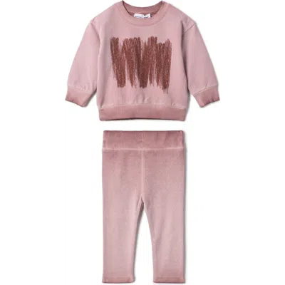 Charlotte & George Kids'  Painted Print 2 Piece Top And Pants Set In Pink