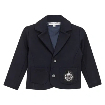 Charlotte & George Kids'  Ponte Suit Jacket With Front Button In Blue