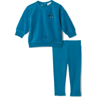Charlotte & George Babies'  Prince Print Sweatshirt And Leggings Set In Blue