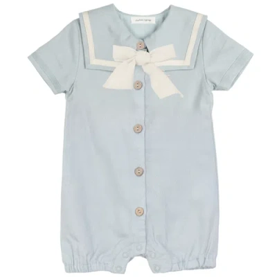 Charlotte & George Babies'  Short Puff Sleeves Romper In Blue