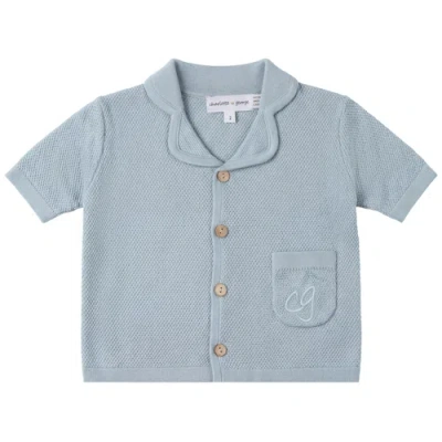 Charlotte & George Kids'  Short Sleeve Knit Shirt Jacket In Blue