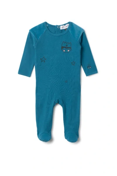 Charlotte & George Babies'  Soft Ribbed Prince Print Romper In Blue