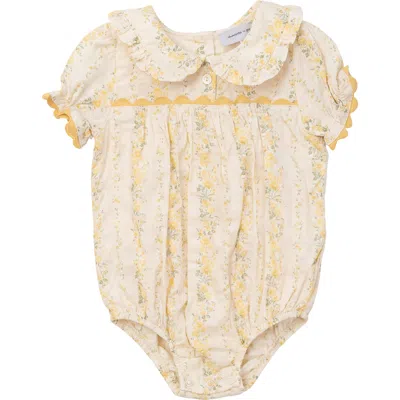 Charlotte & George Babies'  Stripe Floral Bubble Romper In Yellow