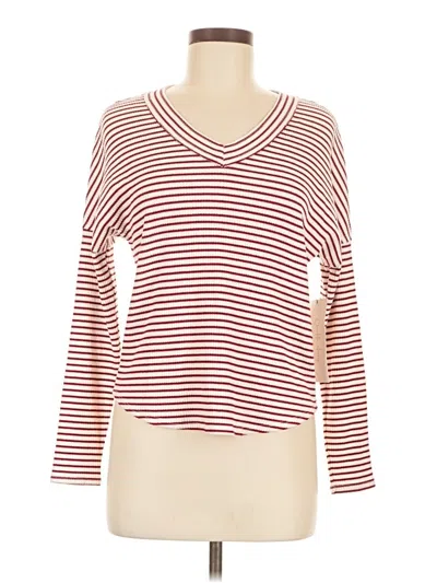 Pre-owned Charlotte Avery Long Sleeve Top Burgundy Boatneck Tops