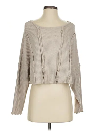 Pre-owned Charlotte Avery Long Sleeve Top Ivory Square Neckline Tops In White