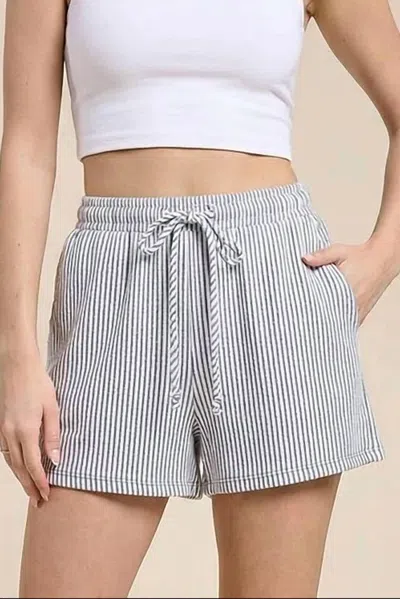 Charlotte Avery Striped Coastal Drawstring Shorts In Navy In Multi