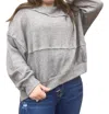 Charlotte Avery Waffle Crewneck Raw Detail Sweater In Heather Grey In Grey