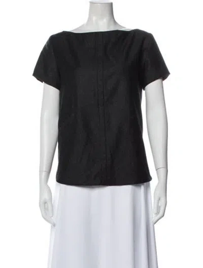 Pre-owned Charlotte Brody Bateau Neckline Short Sleeve Top In Gray