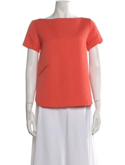 Pre-owned Charlotte Brody Bateau Neckline Short Sleeve Top In Orange