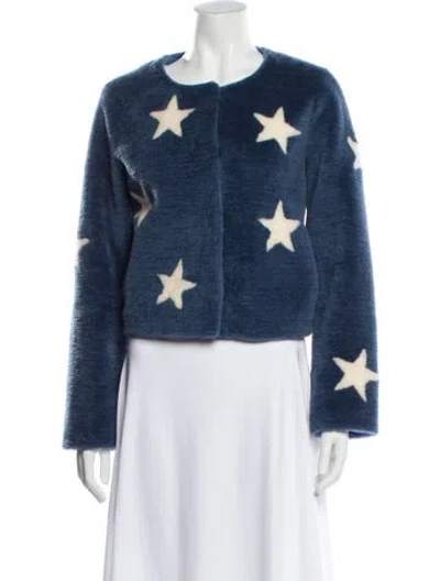 Pre-owned Charlotte Brody Cashmere Printed Evening Jacket In Blue