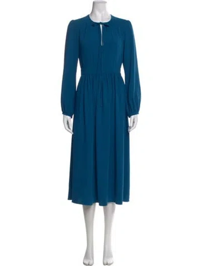 Pre-owned Charlotte Brody Crew Neck Midi Length Dress In Blue