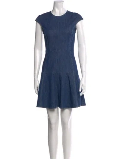 Pre-owned Charlotte Brody Crew Neck Mini Dress In Blue
