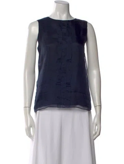 Pre-owned Charlotte Brody Crew Neck Sleeveless Blouse In Blue