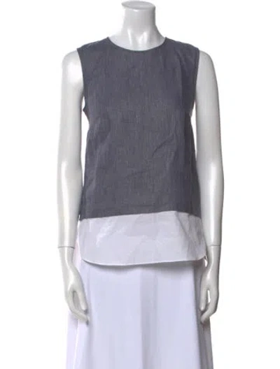 Pre-owned Charlotte Brody Crew Neck Sleeveless Top In Blue