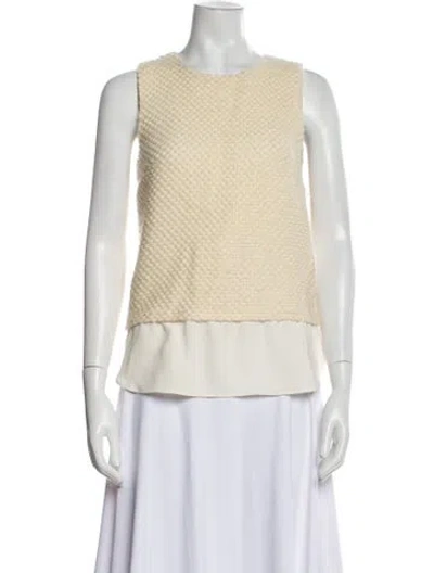 Pre-owned Charlotte Brody Crew Neck Sleeveless Top In Neutral