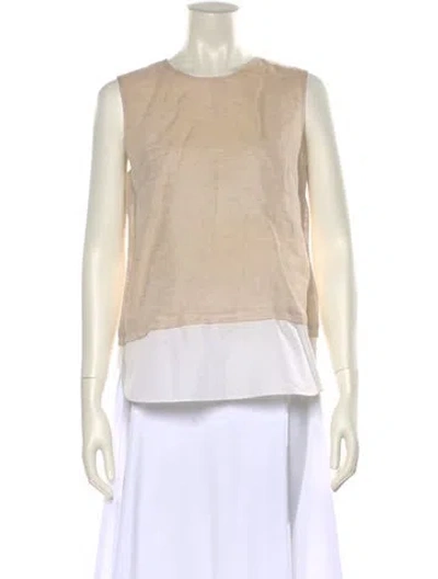 Pre-owned Charlotte Brody Crew Neck Sleeveless Top In Neutral