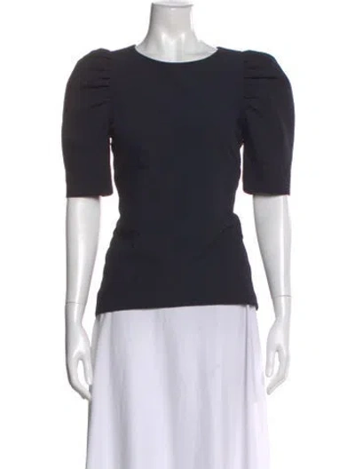 Pre-owned Charlotte Brody Crew Neck Three-quarter Sleeve Top In Blue