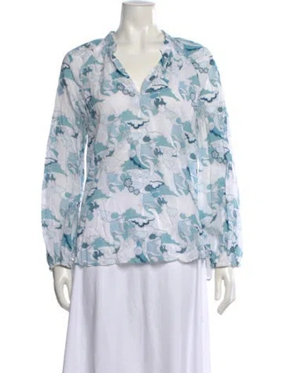 Pre-owned Charlotte Brody Floral Print V-neck Blouse In Multi