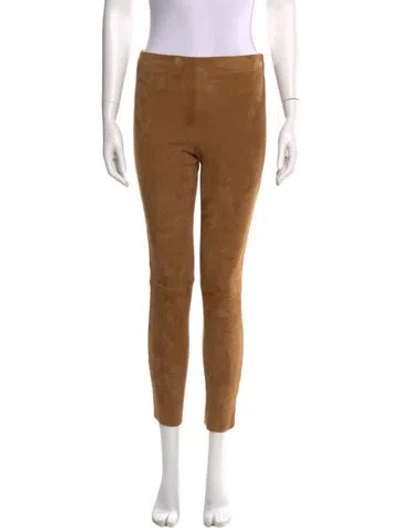Pre-owned Charlotte Brody Leather Skinny Leg Pants In Brown
