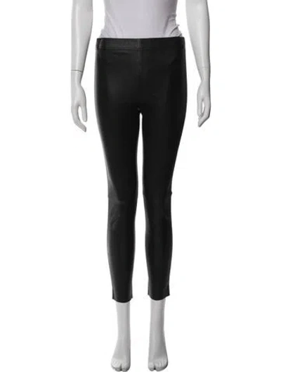 Pre-owned Charlotte Brody Leather Straight Leg Pants In Blue