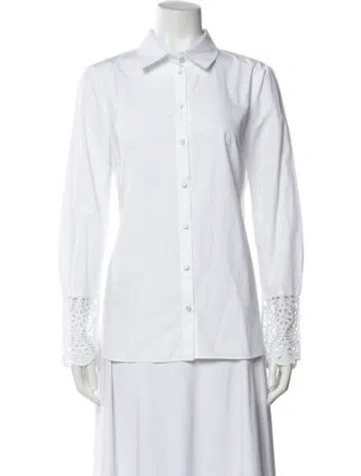 Pre-owned Charlotte Brody Long Sleeve Button-up Top In White