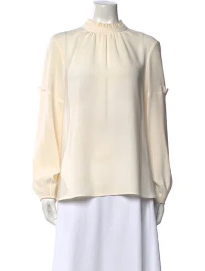 Pre-owned Charlotte Brody Mock Neck Long Sleeve Blouse In Neutral