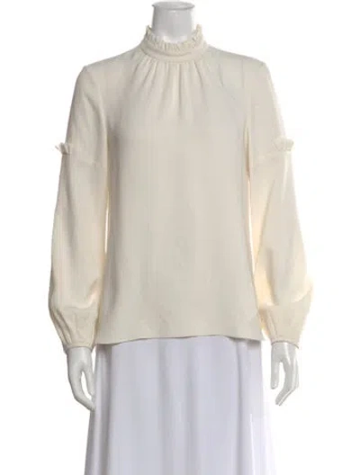 Pre-owned Charlotte Brody Mock Neck Long Sleeve Blouse In Neutral