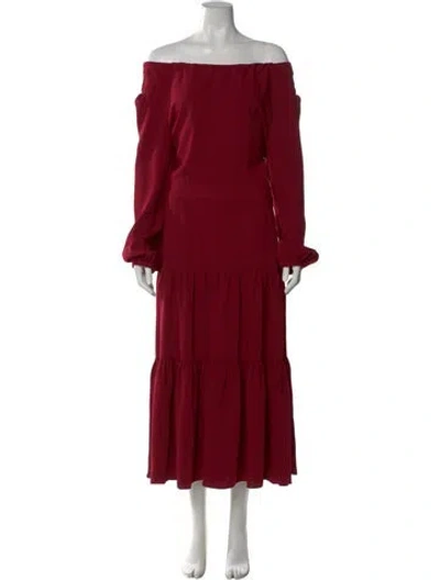 Pre-owned Charlotte Brody Off-the-shoulder Long Dress In Burgundy