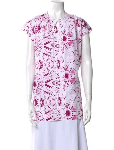 Pre-owned Charlotte Brody Printed Crew Neck Blouse In Pink
