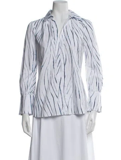 Pre-owned Charlotte Brody Printed Long Sleeve Blouse In Multi