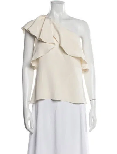 Pre-owned Charlotte Brody Silk Asymmetrical Blouse In White